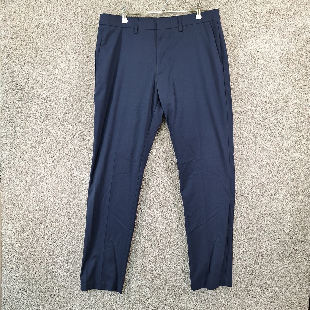 Kenneth Cole Reaction Pants Mens 34x32 (Fits 35x31) Navy Blue Dress Professional